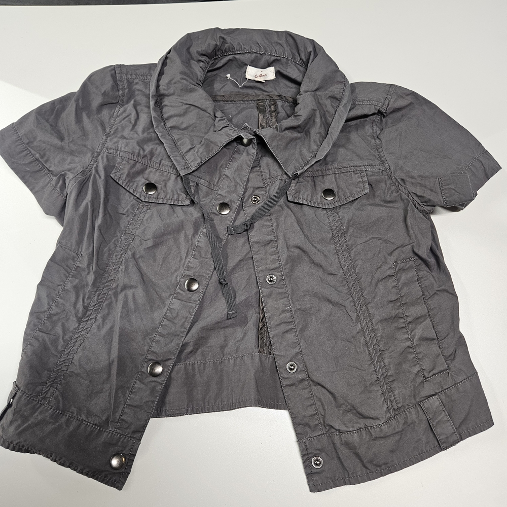 Gray Button Down Short Sleeve Top - image 6